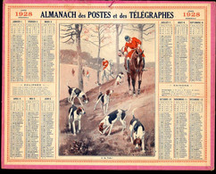 CALENDRIER GF 1928 - Chasse à Courre à La Voie, Imprimeur Oberthur Rennes - Grand Format : 1921-40
