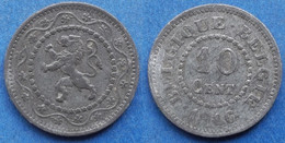 BELGIUM - 10 Centimes 1916 KM# 81 Without Dots WWI Zinc - Edelweiss Coins - Sin Clasificación