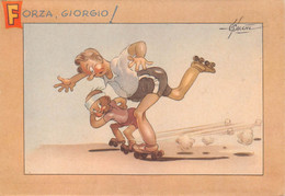 02414 "FORZA GIORGIO! - FAI GIRARE LE ROTELLE"  ANIMATA, HUMORSTICA, FIRMATA G. SACCHI. CART NON SPED - Eiskunstlauf