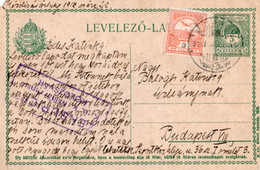 A1070-  POSTCARD STAMPED STATIONERY MAGYAR KIR POSTA ZENSURIET, CENSORED 1917 STAMP 1WW - WW1