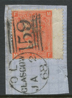 GB 1865 QV 4D Vermilion Plate 9 Wingmargin MAJOR VARIETY MIXED PLATE NO - Variedades, Errores & Curiosidades