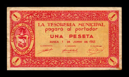 España Spain Billete Local Sueca Valencia 1 Peseta 1937 MBC+ VF+ - 1-2 Pesetas