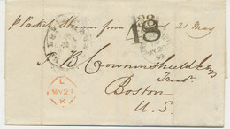 GB 1859 Superb Maritime Mail MANCHESTER – LIVERPOOL - BOSTON, USA - Lettres & Documents