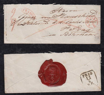 Poland 1862 Cover WARSZAWA To PRAHA Czechia Red FRANCO Postmark + Taxed - ...-1860 Voorfilatelie