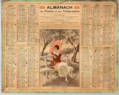 CALENDRIER GF 1926 - Dame Sous Les Oliviers De Menton, Imprimeur Oberthur Rennes - Big : 1921-40