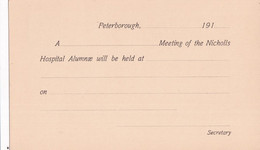 CANADA - 1910 - ENTIER POSTAL Avec REPIQUAGE PRIVE - CARTE INVITATION NICHOLLS HOSPITAL  à PETERBOROUGH - 1903-1954 Reyes