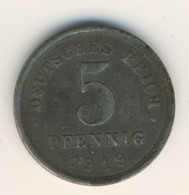 DEUTSCHES REICH 1919 E: 5 Pfennig, KM 19 - 5 Renten- & 5 Reichspfennig