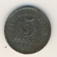 DEUTSCHES REICH 1919 E: 5 Pfennig, KM 19 - 5 Renten- & 5 Reichspfennig