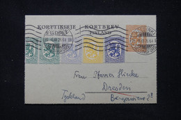 FINLANDE - Entier Postal + Compléments De Helsinki Pour Dresden En 1926  - L 91647 - Postwaardestukken