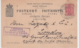 FINLAND USED POSTKORT 23/03/1898 HESLINGFORS LONDON - Paketmarken