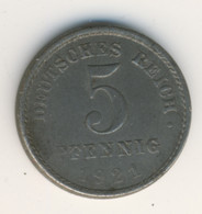 DEUTSCHES REICH 1921 E: 5 Pfennig, KM 19 - 5 Renten- & 5 Reichspfennig