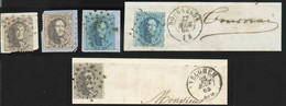 N°14/15 - Médaillons 10 Et 20 Centimes, Obl. LP. 23 Et 185 Resp. AVELGHEM et HOUGAERDE + LP.309 RECOGNE et 333 SIBRET (x - 1863-1864 Medaillen (13/16)