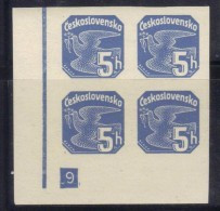 QUS12 - CECOSLOVACCHIA , Quartina Con Numero (9) Di Tavola  ***  MNH - Newspaper Stamps