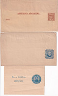 ARGENTINE - ENTIER POSTAL AVANT 1900 - 3 BANDES COMPLETES NEUVES - Interi Postali