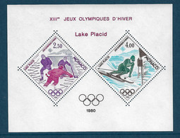 Monaco Bloc Spécial Gommé N°12** Des Timbres N°1222/1223. 1980 J.O De Lake Placid . Cote 300€ - Plaatfouten En Curiosa