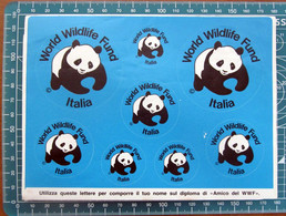 WWF Italia  Foglio Con 8 Stickers Adesivi E Lettere  VINTAGE NEW Original - Adesivi