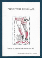 Monaco Blocs Spéciaux Gommés N°25** Dentelé , Coupe Du Monde De Football. Cote 140€. - 1994 – Estados Unidos