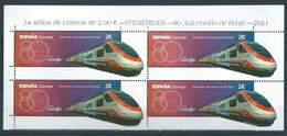 ESPAGNE SPANIEN SPAIN ESPAÑA  2021 80th ANNIVERSARY RAILWAYS RENFE BLOCK 4V MNH ED 5459 MI 5499 YT 5199 - 2021-... Unused Stamps