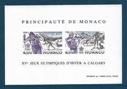 Monaco Bloc Gommé N°40a** Des Timbres N°1621/1622 Non Dentelé, Jeux Olympique Tir Et Ski Cote 310€ - Hiver 1988: Calgary