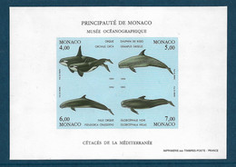 Monaco. Bloc Feuillet N°64a** Non Dentelé. Dauphins, Orques. Cote 190€. - Dolfijnen