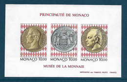 Monaco. Bloc Feuillet N°66a** Non Dentelé. Timbres Et Monnaies. Cote 220€. - Coins