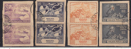 Perlis Used 1949, Pairs On Pies, Set Of 4, UPU. U.P.U., Universal Postal Union, Airplane, Ship, Globe, Malaya / Malaysia - Perlis