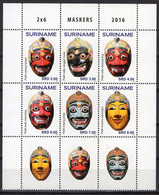 Surinam, Suriname  2016. Masks. Mask. 6 Stamps +3 Coupons. MNH - Surinam