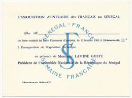 SENEGAL  / FRANCE - Invitation Exposition - Association D'Entraide Des Français Au Sénégal - 1964 - M. Lamine GUEYE - Non Classés