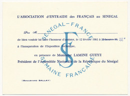 SENEGAL  / FRANCE - Invitation Exposition - Association D'Entraide Des Français Au Sénégal - 1964 - M. Lamine GUEYE - Ohne Zuordnung