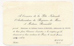 SENEGAL / FRANCE - Invitation Fête Nationale Du MAROC - Ambassadeur Bouhmadi => Réception Ambassade De France 1964 - Non Classés