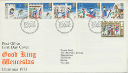 GB 1973 Christmas Set (Good King Wenceslas) With Se-tenant Strip On Fine FDC - 1971-80 Ediciones Decimal