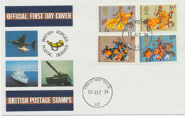 GB 1974 Great Britons - Medieval Knights British Forces Postal Services FDC - 1971-1980 Dezimalausgaben