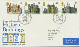 GB 1978 British Architecture - Historic Buildings Very Fine Air Mail FDC CANADA - 1971-1980 Em. Décimales