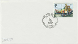 GB 1981 Fishing Industry 14p On VF Plain FDC W "OCEAN TAPESTRY: 1500th PATROL R.A.F. ST. MAWGAN - BRITISH FORCES 1741 - 1981-1990 Dezimalausgaben