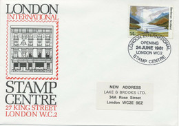 GB 1981 The National Trusts 14p FDC LONDON INTERNATIONAL STAMP CENTRE - OPENING 24 JUNE 1981 - LONDON WC2 not Known By - 1981-1990 Em. Décimales
