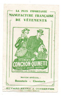 Buvard Vêtements Conchon-Quinette La Plus Importante Manufacture Française De Vêtements - Format : 21x13.5 Cm - Textile & Vestimentaire