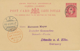 GB 1903 GAMBIA EVII One Penny Postal Stationery Postcard "LIVERPOOL BR.PACKET" - Covers & Documents