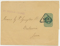 GB 1904 EVII ½ D Postal Stationery Wrapper BY FRENCH PACKET To BATAVIA, JAVA!! - Cartas & Documentos