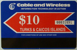 TURKS & CAICOS - Autelca - 1987 - Red Arrow - $10 - AU4 - Information Technology In Action - Mint - Turcas Y Caicos (Islas)