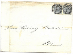 Trieste To Wien Vienna (3 Wax Stamps And One Arrival Cancel On Back) Type II High Value (stamp Pair Alone 90 Euros) - Lettres & Documents
