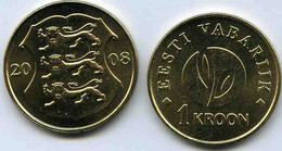 Estonie Estonia 1 Kroon 2008 90 Ans De La République D'Estonie UNC KM 44 - Estonia