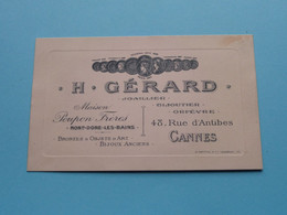 H. Gérard JOAILLIER Maison POUPON Frères MONT-DORE-LES-BAINS / Rue D'Antibes CANNES Bijoutier ( Voir Photos ) ! - Visitenkarten