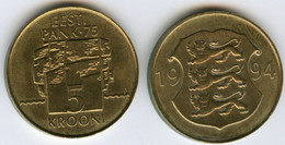 Estonie Estonia 5 Krooni 1994 75 Ans De La Banque Centrale KM 30 - Estonie