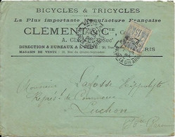 BICYCLES & TRICYCLES CLEMENT à PARIS, 1894,  Enveloppe - 1800 – 1899