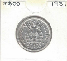 Sao Tome And Principe , Saint Thomas 50 Centavos 1951, KM#13, 72K Mintage, Scarce - Sao Tomé E Principe