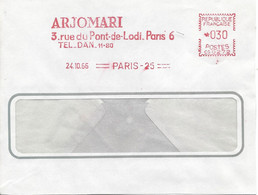 EMA Machine HAVAS CG 0272 Date 1966 PARIS 25  Tarif 030 ARJOMARI Pont De Lodi (bataille De Bonaparte En 1796 Italie) - Mechanische Stempels (varia)