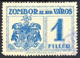 SOMBOR ZOMBOR Coat Of Arms 1914 Serbia Vojvodina Hungary Yugoslavia City Local Fiscal Sales Revenue Tax Stamp 1 F Used - Service