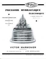 MATERIEL DE VINIFICATION.LYON.DOCUMENTATION POUR PRESSOIR HYDRAULIQUE.VICTOR MARMONIER. - Non Classés