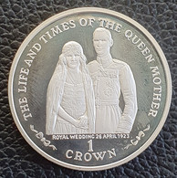 Isle Of Man 1 Crown  "The Life And Times Of The Queen Mother" SILVER  (KM# 980a) - Eiland Man