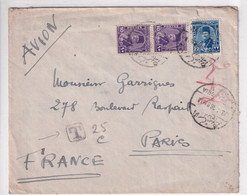 EGYPTE - 1946 - ENVELOPPE Par AVION Avec TAXE 25c ! De ALEXANDRIE => PARIS - Covers & Documents